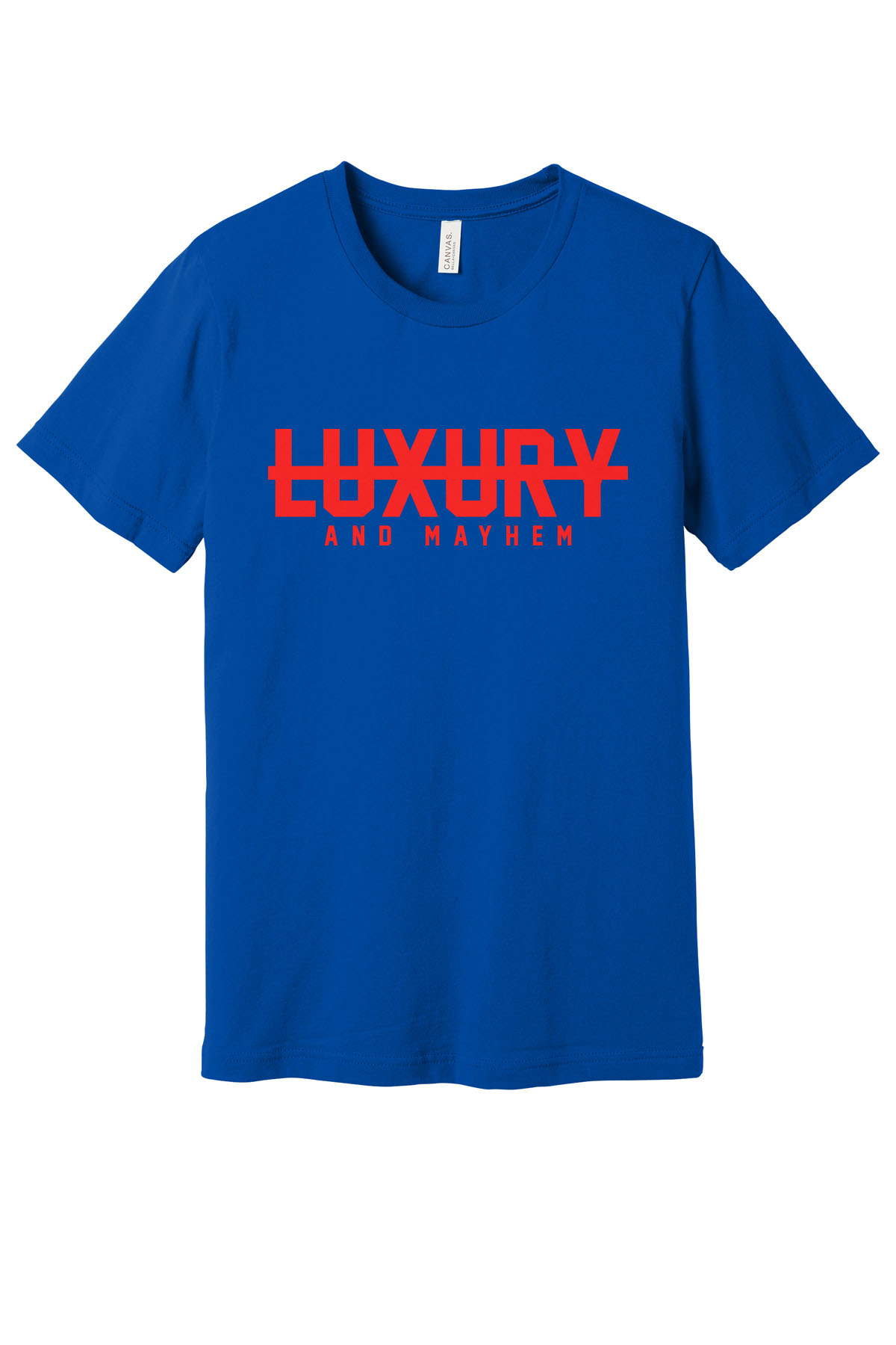 Blue with Red Lettering